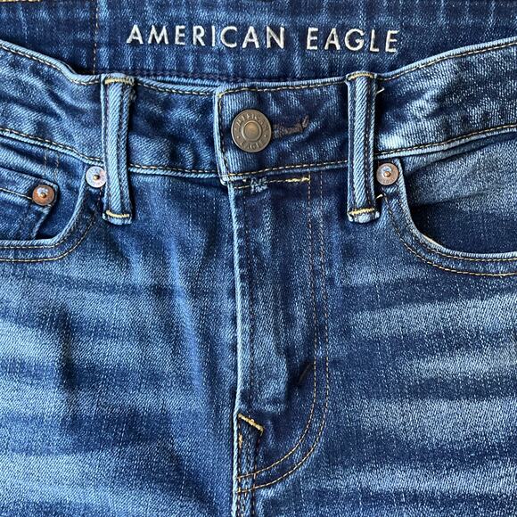 American Eagle Outfitters Men Waxed denim Straight Leg Jeans size 28 x 30, Blue - Picture 8 of 12